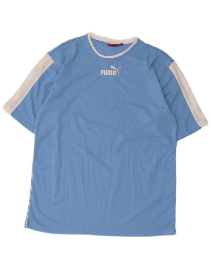 Puma Mens T-Shirt Top Medium Blue Colourblock Polyester