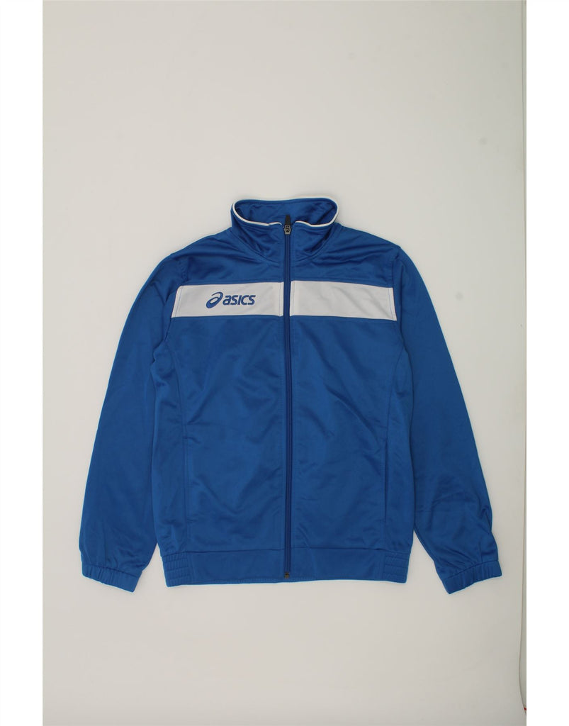 ASICS Boys Graphic Tracksuit Top Jacket 9-10 Years Blue Colourblock | Vintage Asics | Thrift | Second-Hand Asics | Used Clothing | Messina Hembry 