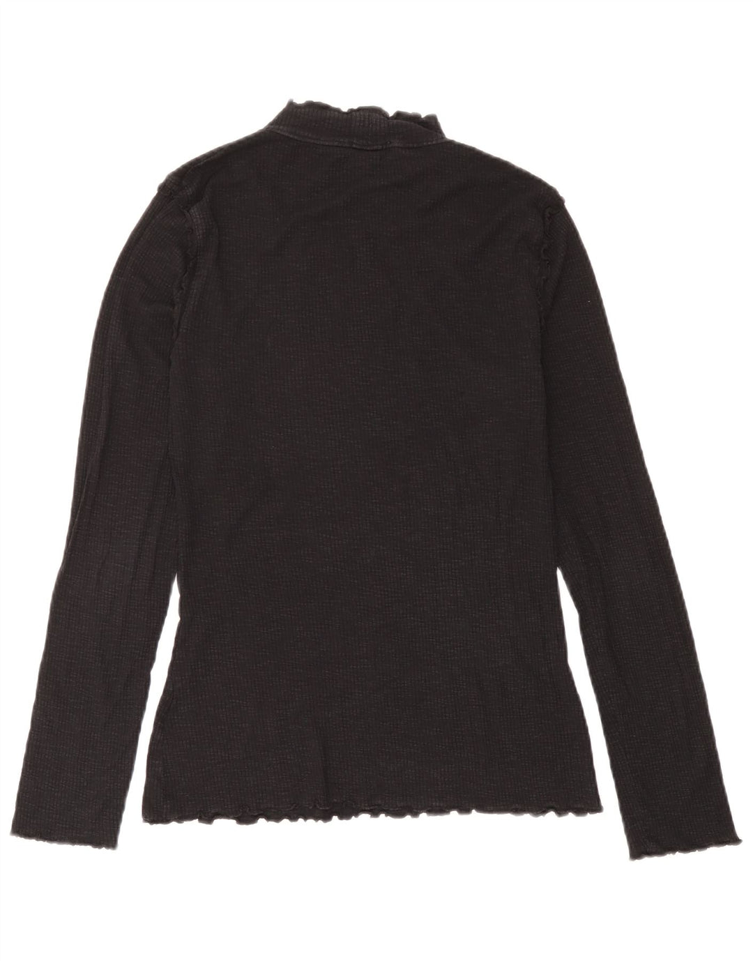 Marks & Spencer Womens Top Long Sleeve UK 14 Medium Black Cotton