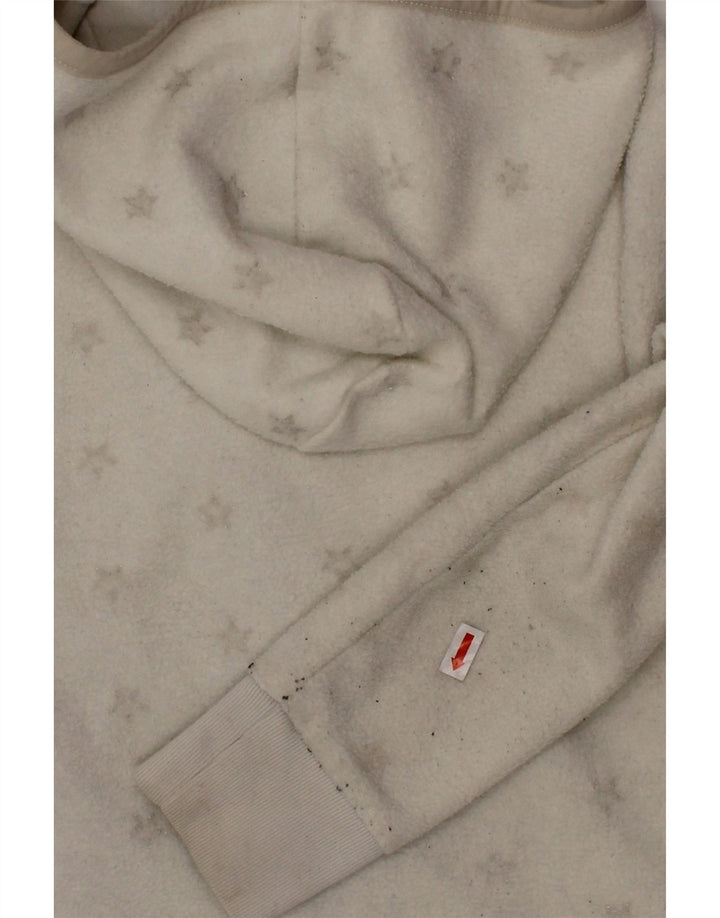 GAP Girls Graphic Hooded Fleece Jacket 6-7 Years Small White Polyester