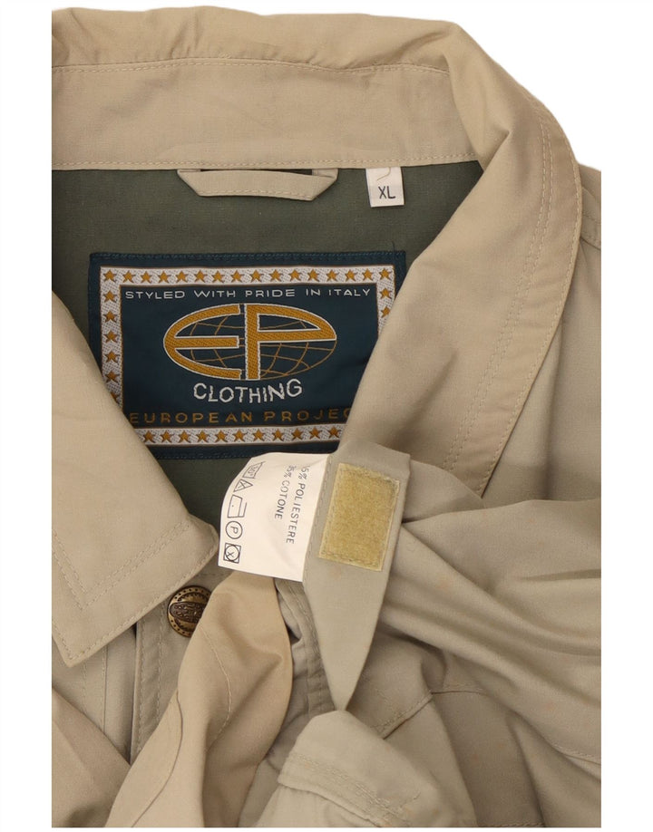 Vintage Mens Utility Jacket UK 42 XL Beige Polyester