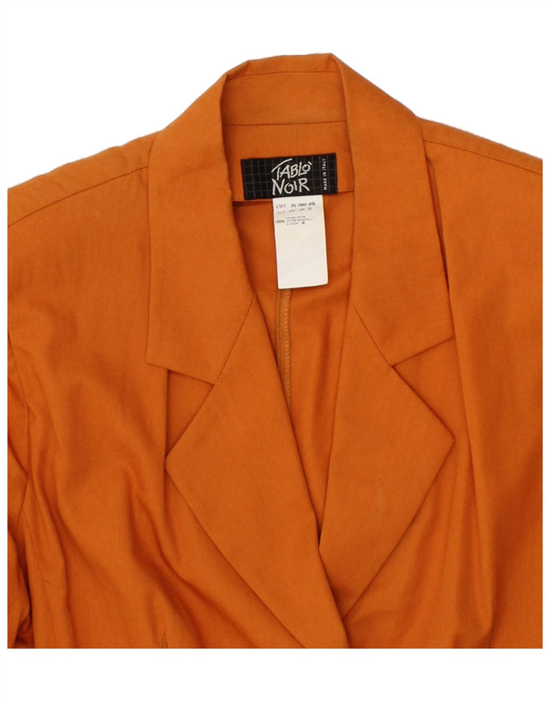 VINTAGE Womens 2 Button Short Sleeve Blazer Jacket UK 12 Medium Orange Vintage Vintage and Second-Hand Vintage from Messina Hembry 