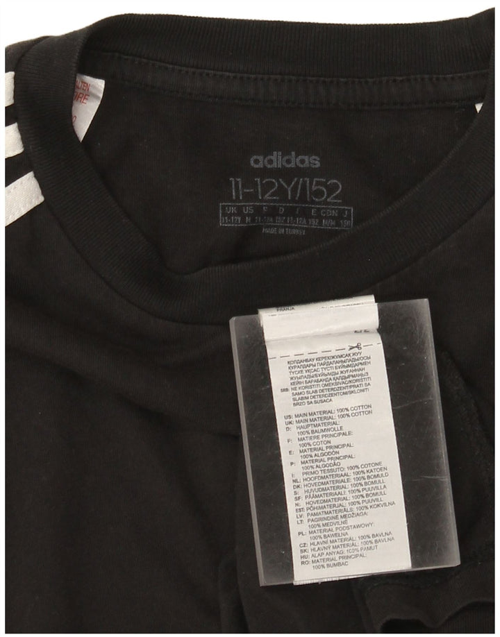 Adidas Boys T-Shirt Top 11-12 Years Black Cotton