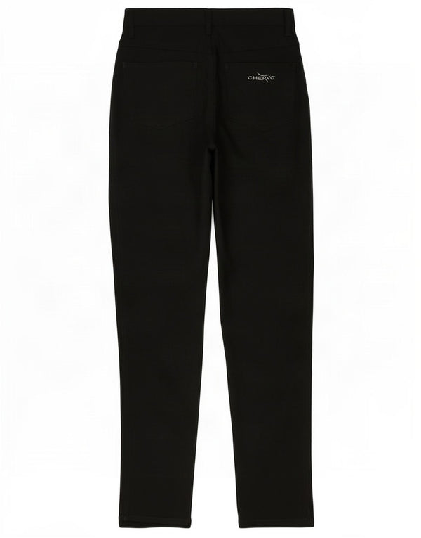 Chervo Womens High Waist Tapered Casual Trousers UK 12 Medium W28 L32 Black