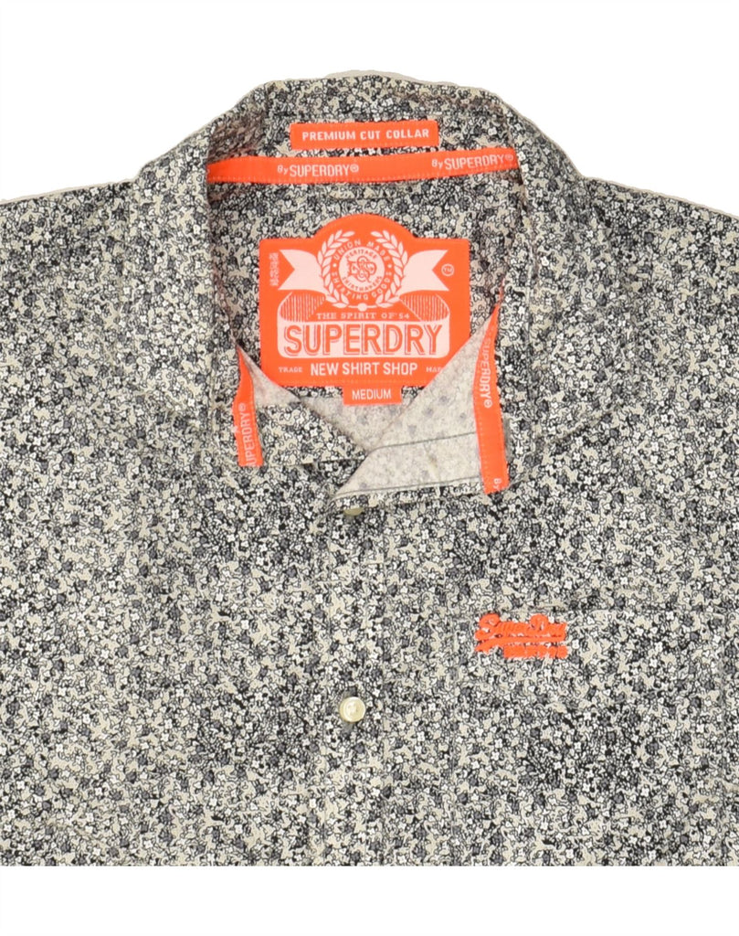 SUPERDRY Mens Abstract Pattern Shirt Medium Grey Cotton | Vintage Superdry | Thrift | Second-Hand Superdry | Used Clothing | Messina Hembry 