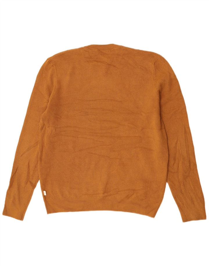 Marks & Spencer Mens Crew Neck Jumper Sweater Large Beige Cotton