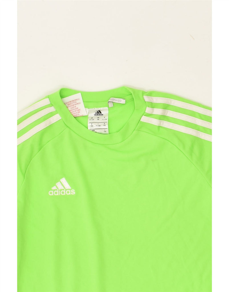 ADIDAS Boys T-Shirt Top 11-12 Years Green Polyester | Vintage Adidas | Thrift | Second-Hand Adidas | Used Clothing | Messina Hembry 