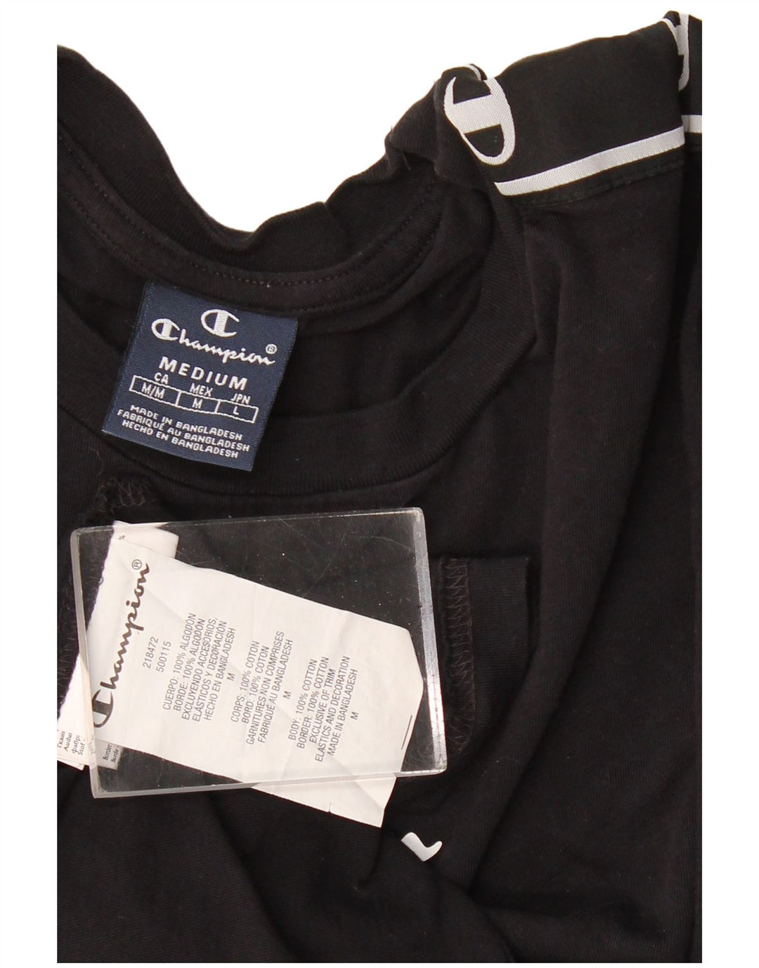 Champion Womens Short Sleeve Graphic T-Shirt Top UK 14 Medium Black