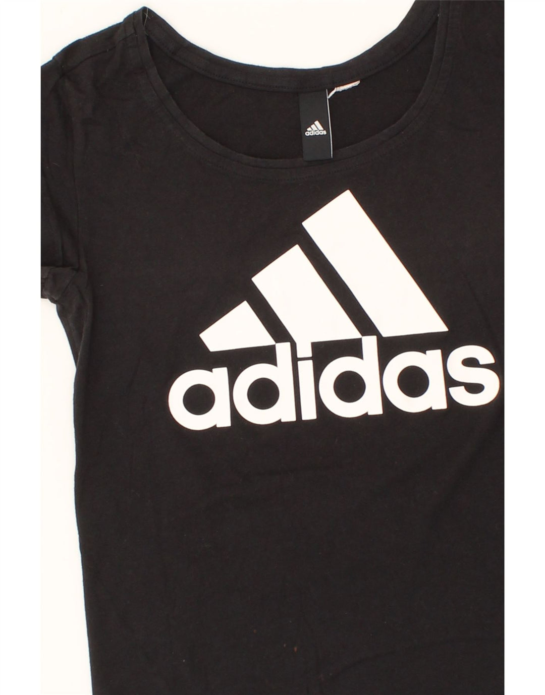 ADIDAS Womens Graphic T-Shirt Top UK 8 Small Black Vintage Adidas and Second-Hand Adidas from Messina Hembry 