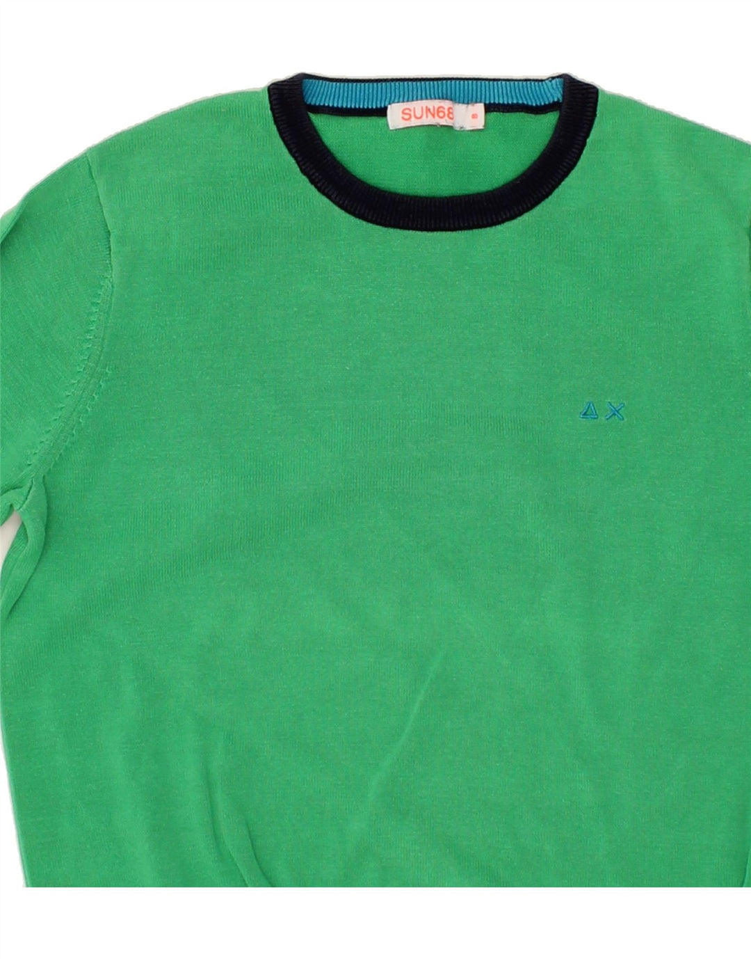 SUN68 Boys Crew Neck Jumper Sweater 7-8 Years Green Cotton Vintage Sun68 and Second-Hand Sun68 from Messina Hembry 
