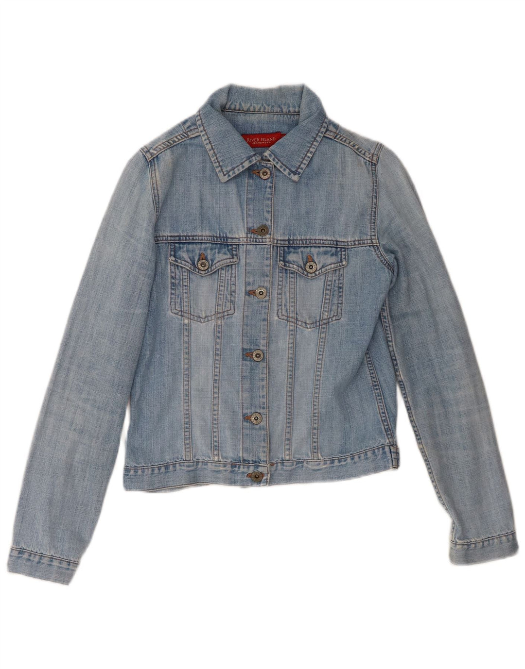 River Island Womens Denim Jacket UK 6 XS Blue Cotton