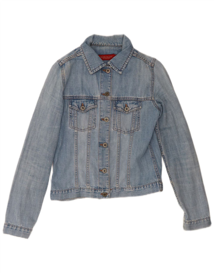 River Island Womens Denim Jacket UK 6 XS Blue Cotton