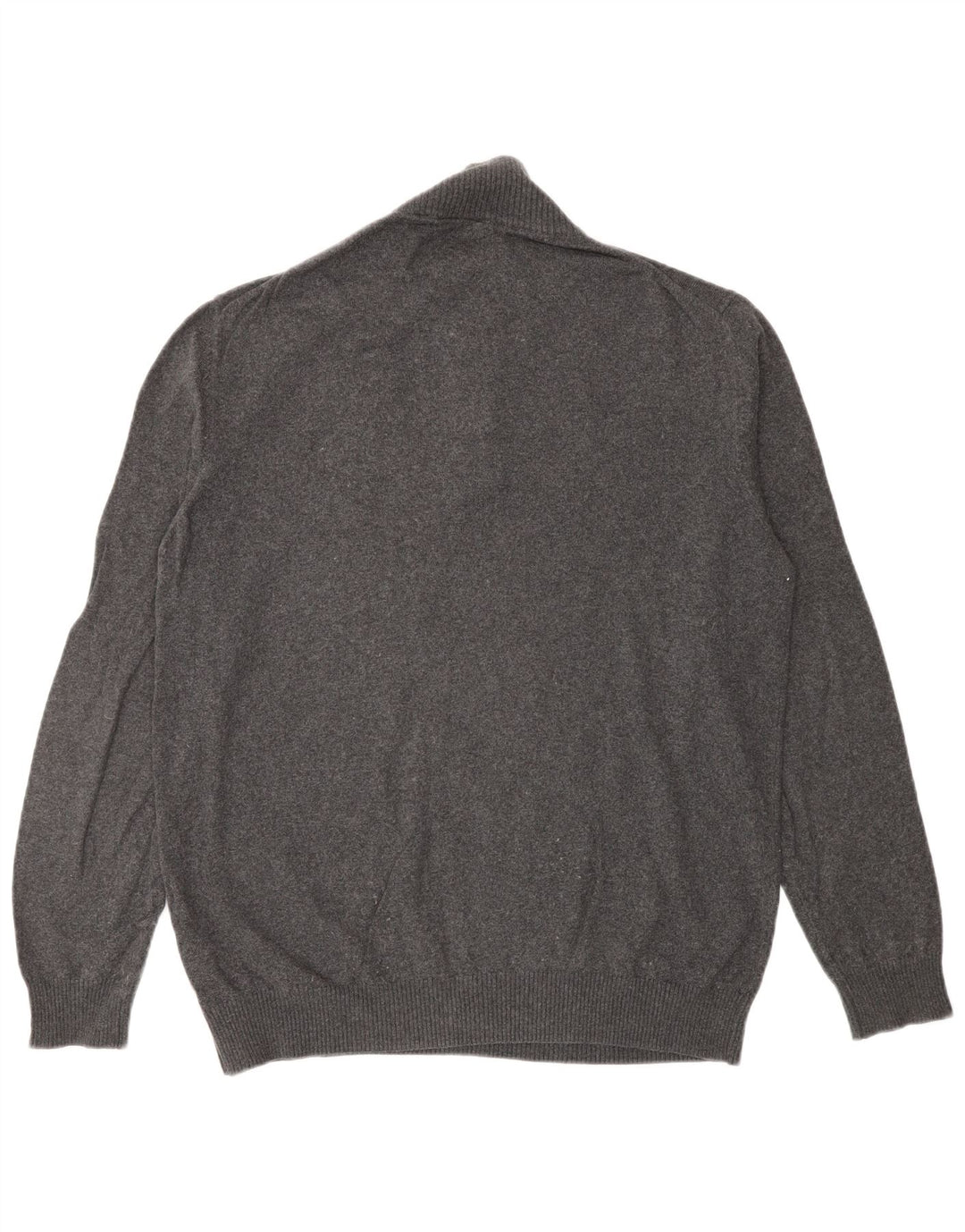 Lyle & Scott Mens Zip Neck Jumper Sweater Large Grey Cotton