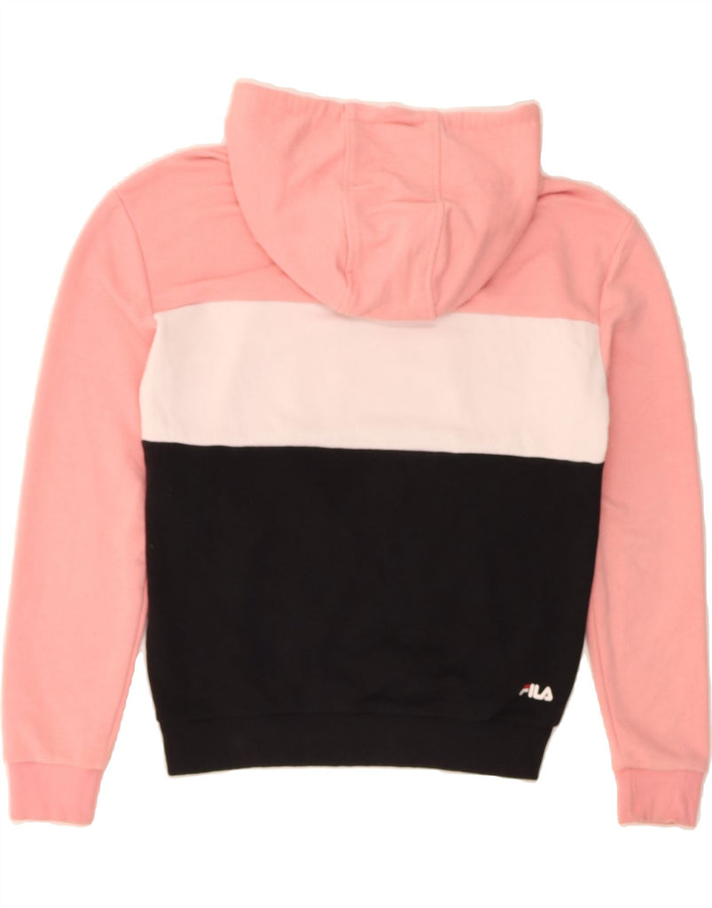 FILA Womens Oversized Hoodie Jumper UK 6 XS Multicoloured Colourblock Vintage Fila and Second-Hand Fila from Messina Hembry 