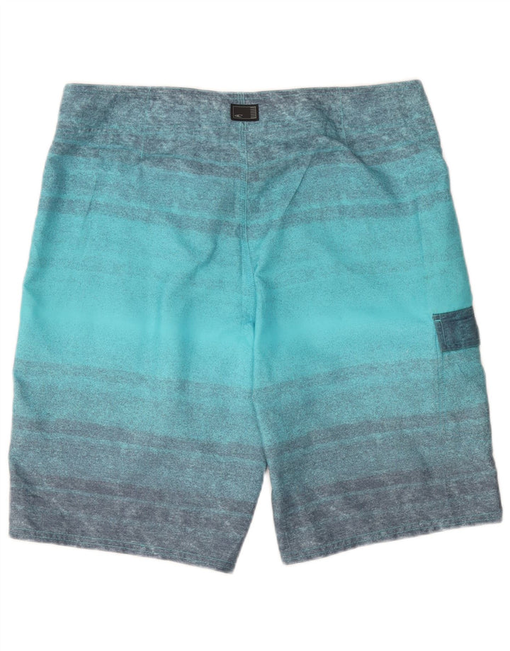 O'Neill Mens Swimming Shorts Medium Turquoise Striped Polyester