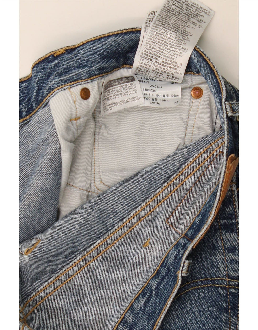 Levi's Mens 501 Straight Jeans W40 L32 Blue Cotton