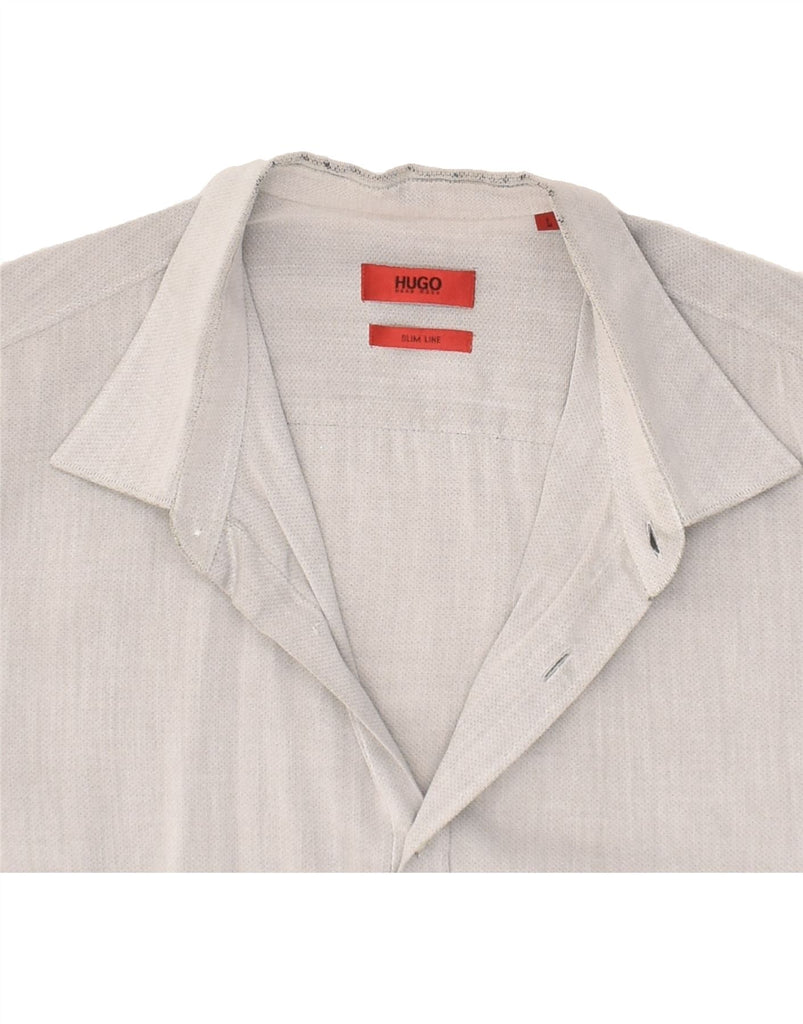 HUGO BOSS Mens Liam Slim Fit Shirt Large Grey Cotton | Vintage Hugo Boss | Thrift | Second-Hand Hugo Boss | Used Clothing | Messina Hembry 