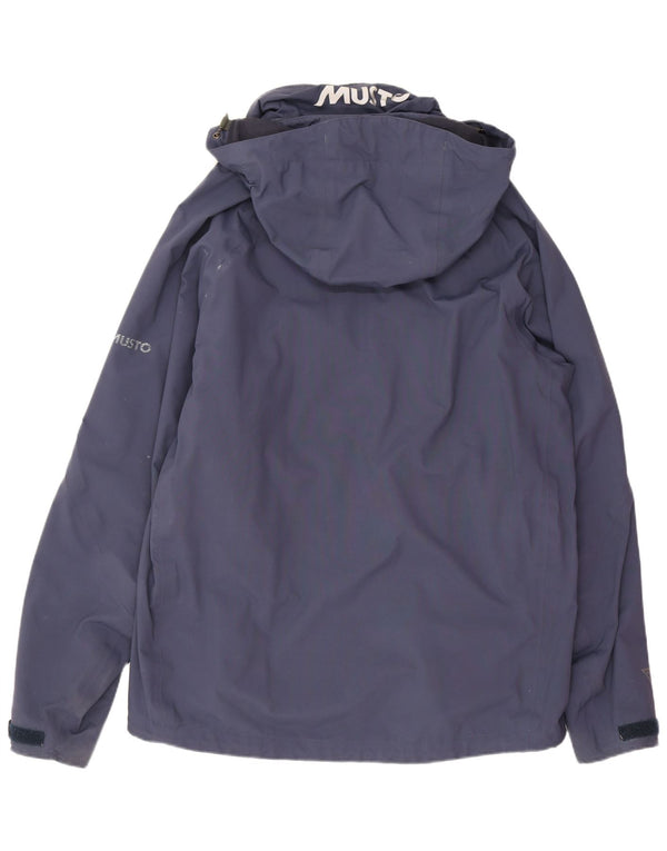 Musto Mens Hooded Rain Jacket UK 40 Large Navy Blue Polyester