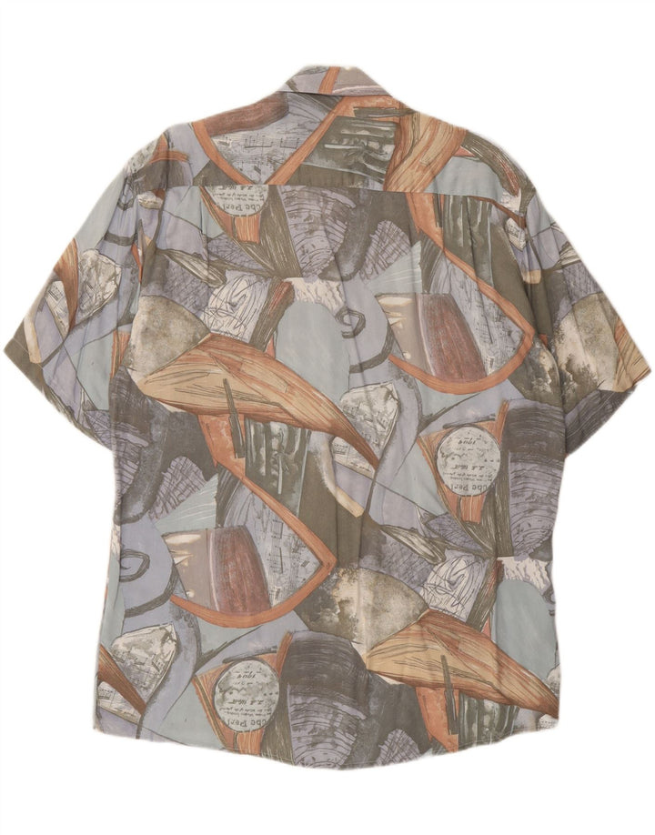 CASA MODA Mens Short Sleeve Shirt Medium Grey Patchwork Vintage Casa Moda and Second-Hand Casa Moda from Messina Hembry 