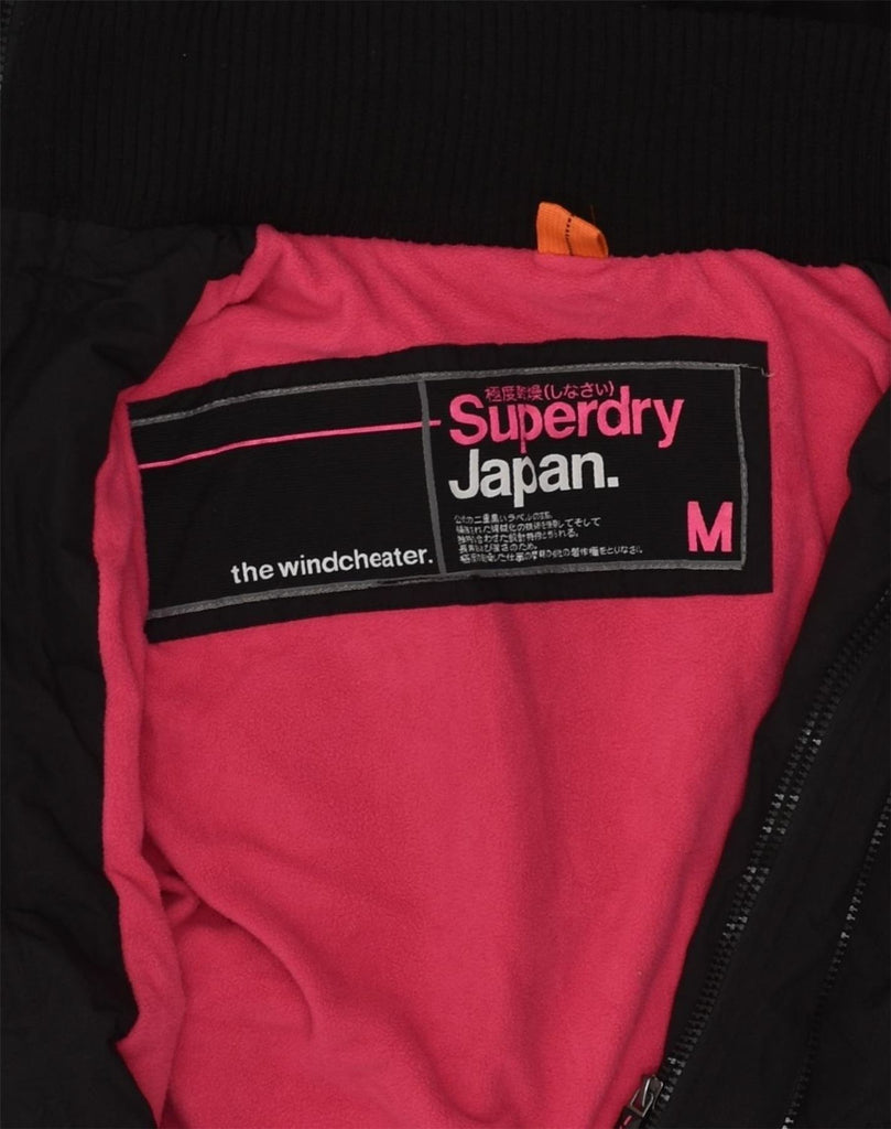 SUPERDRY Womens Hooded Windbreaker Jacket UK 14 Medium Black Nylon | Vintage Superdry | Thrift | Second-Hand Superdry | Used Clothing | Messina Hembry 