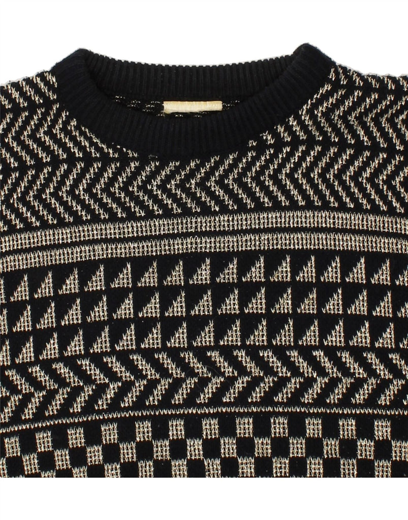 VINTAGE Womens Crew Neck Jumper Sweater UK 14 Medium Black Geometric Vintage Vintage and Second-Hand Vintage from Messina Hembry 