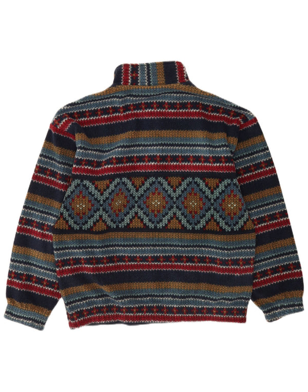 Fila Mens Button Neck Fleece Jumper IT 50 Medium Multicoloured Geometric