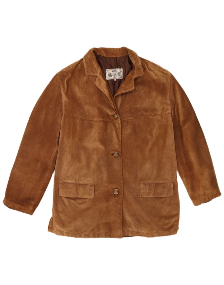 Vintage Womens Suede Jacket IT 42 Medium Brown Leather