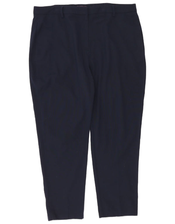 Marks & Spencer Womens Crop Chino Trousers UK 18 XL W36 L26 Navy Blue