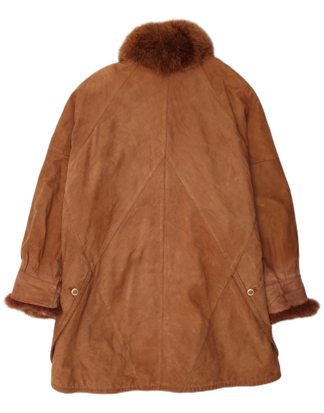 VINTAGE Womens Oversized Suede Overcoat EU 46 XL Brown