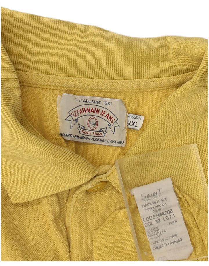 ARMANI JEANS Mens Polo Shirt 2XL Yellow Cotton