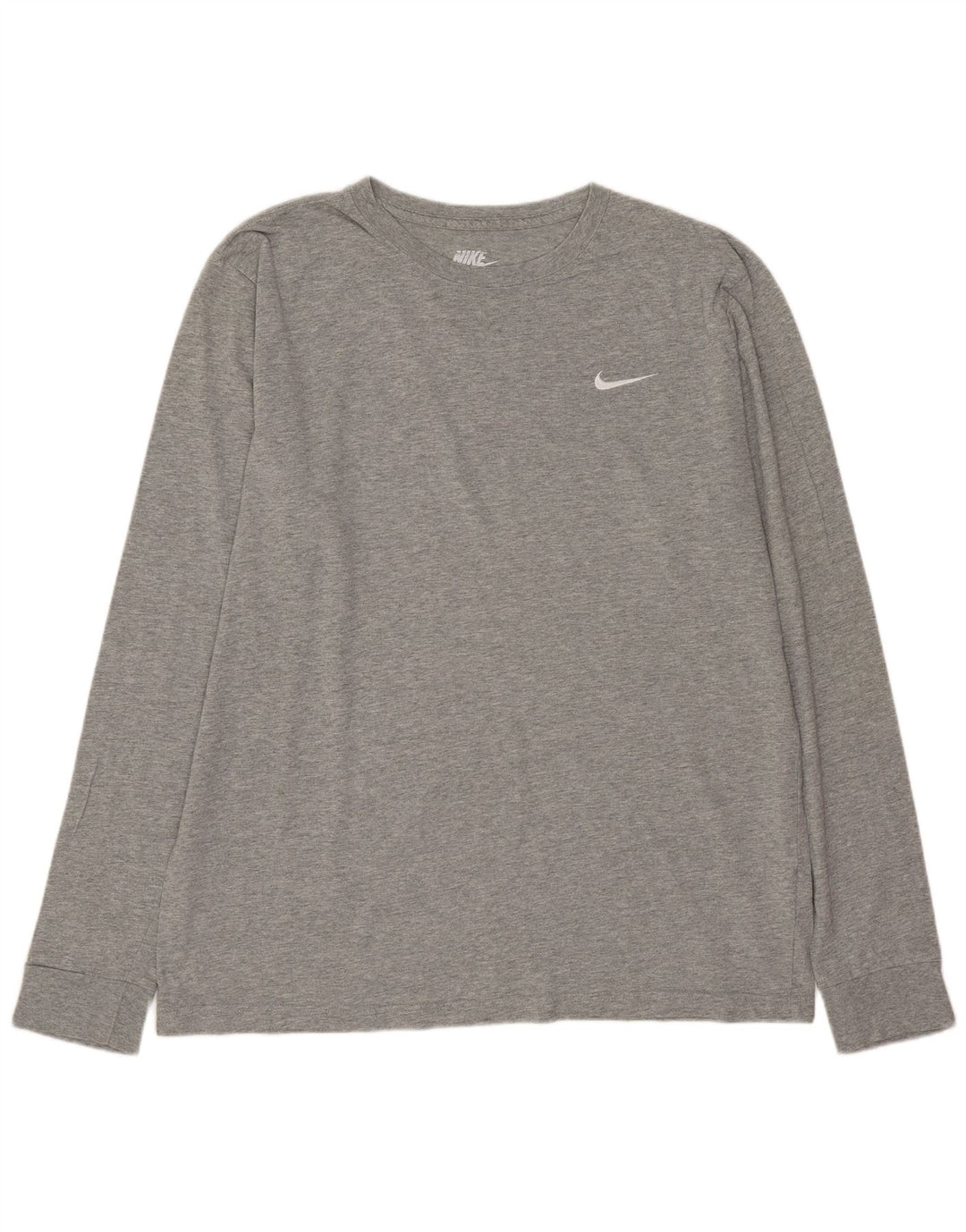 Nike Mens Regular Fit Top Long Sleeve Large Grey Flecked Cotton