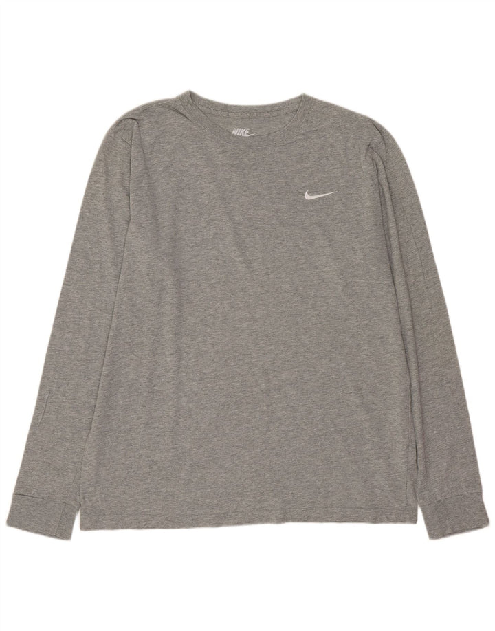 Nike Mens Regular Fit Top Long Sleeve Large Grey Flecked Cotton