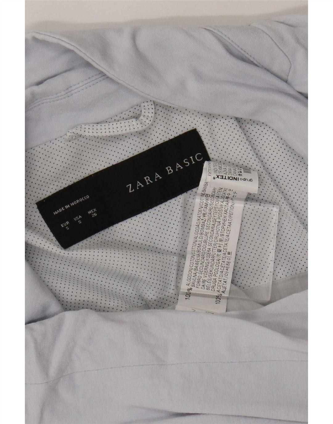 Zara Womens 1 Button Blazer Jacket UK 10 Small Blue Cotton