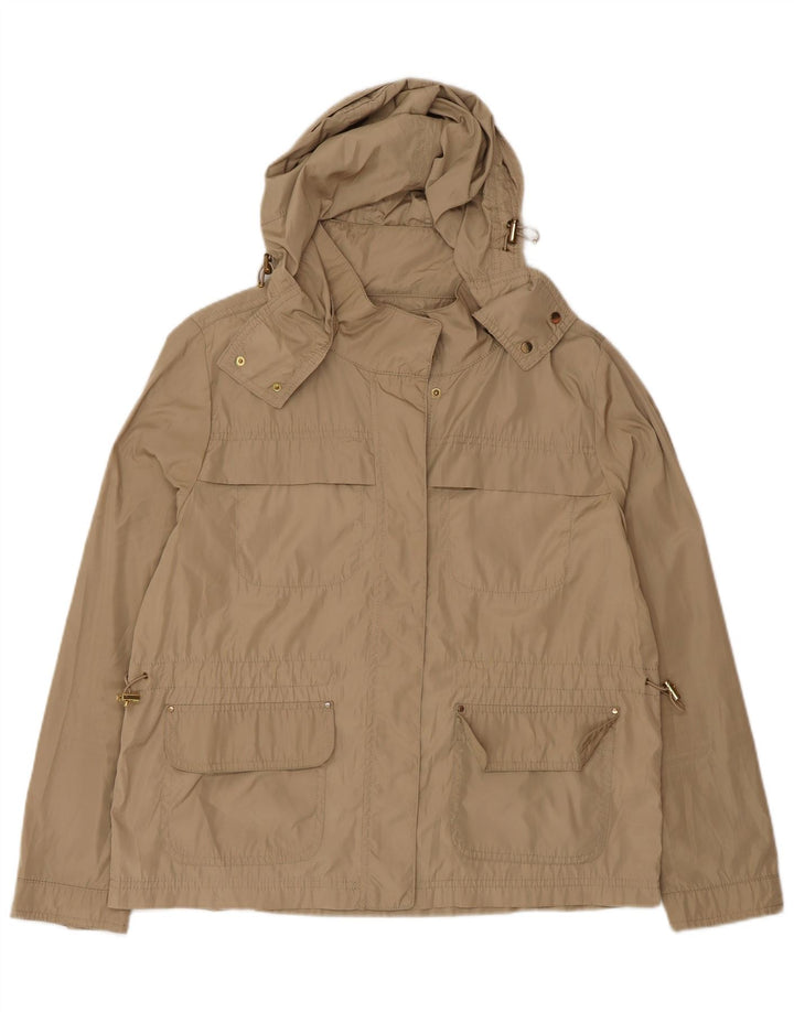 Zara Womens Hooded Utility Jacket UK 18 XL Beige Polyester