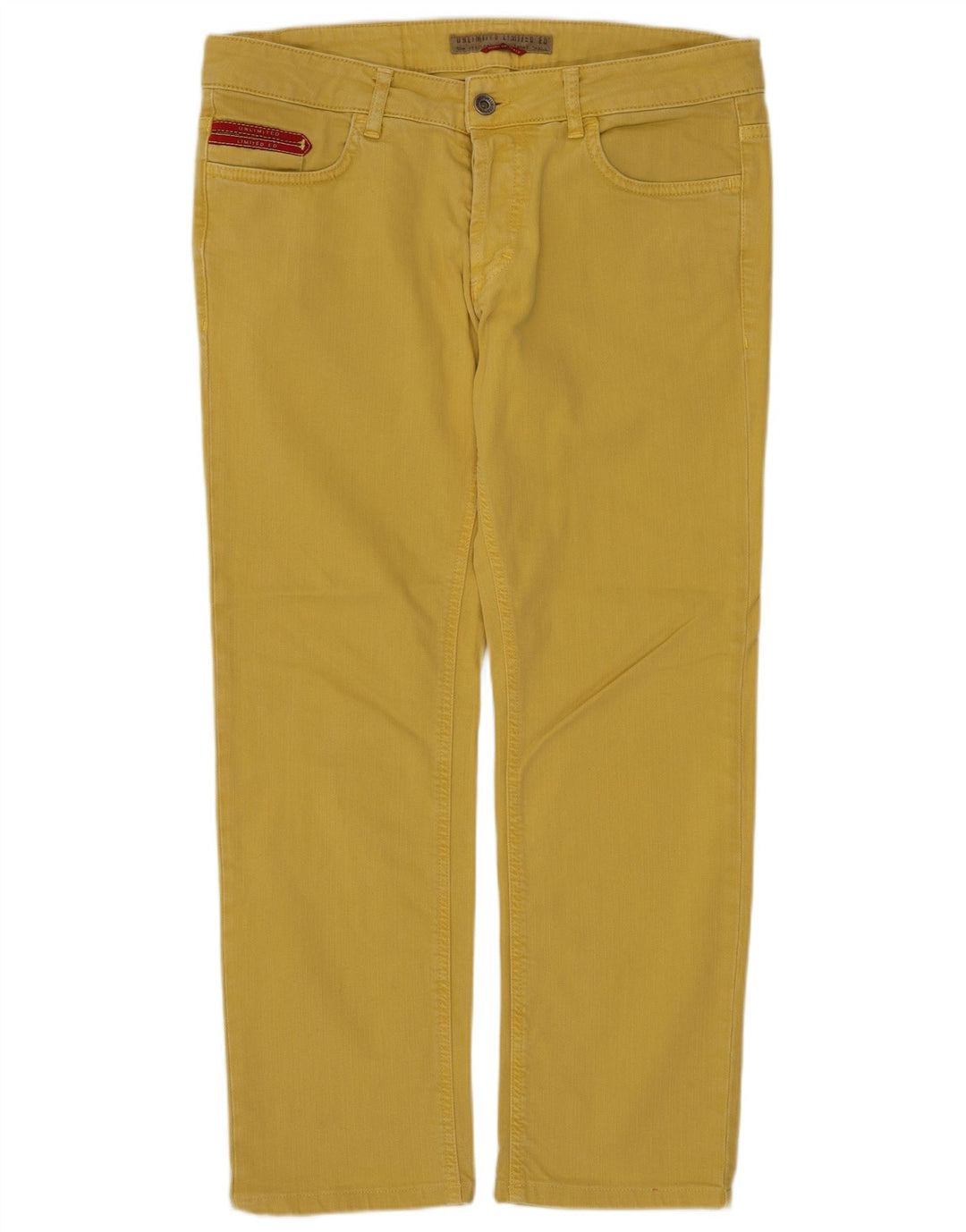UNLIMITED Mens Cropped Jeans W31 L25 Yellow Cotton