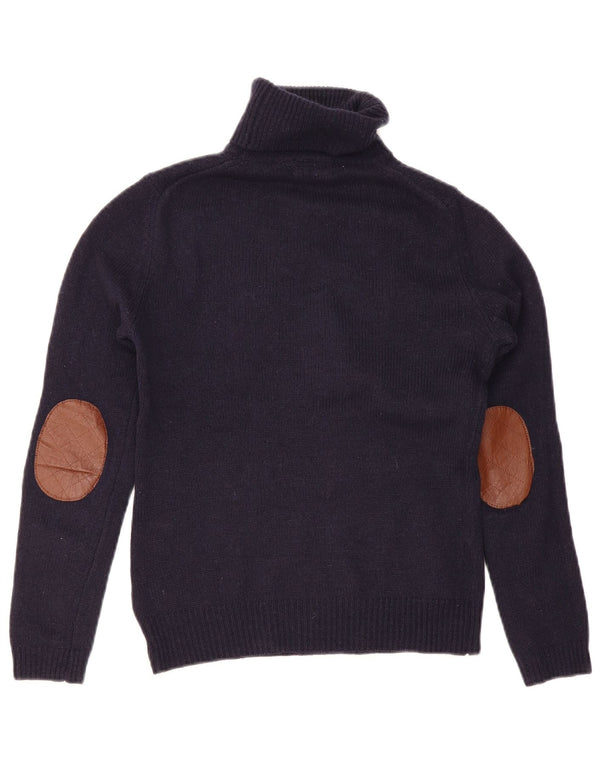 Massimo Dutti Womens Roll Neck Jumper Sweater UK 12 Medium Navy Blue