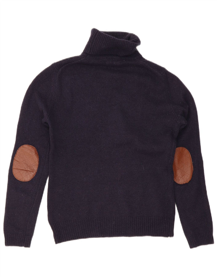 Massimo Dutti Womens Roll Neck Jumper Sweater UK 12 Medium Navy Blue