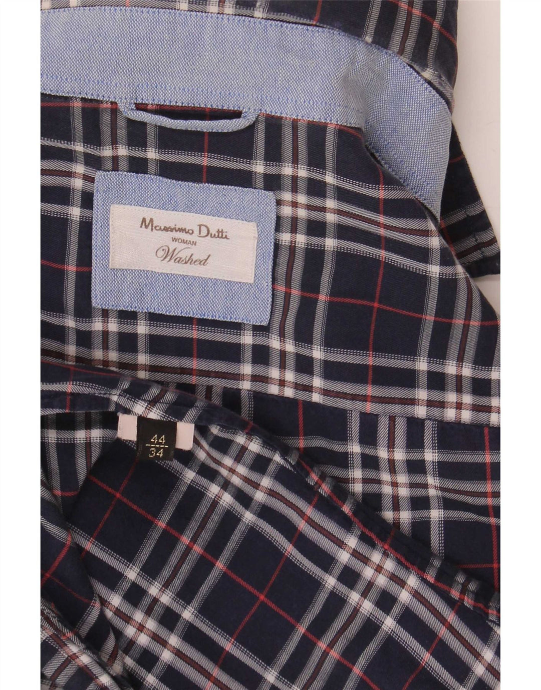 Massimo Dutti Womens Shirt EU 34 XS Navy Blue Check