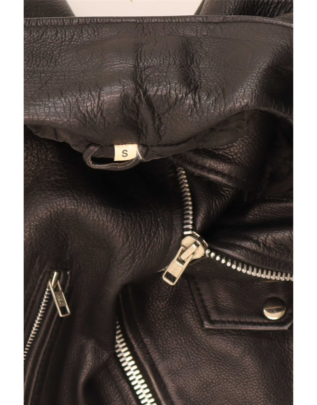 Vintage Mens Leather Biker Jacket UK 36 Small Black