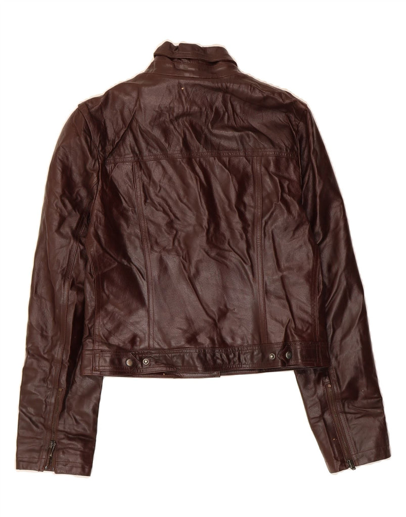 KOOKAI Womens Crop Leather Jacket EU 40 Medium Brown Vintage Kookai and Second-Hand Kookai from Messina Hembry 