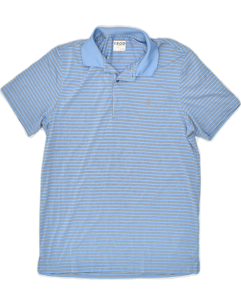 IZOD Mens Polo Shirt Medium Blue Striped Polyester | Vintage Izod | Thrift | Second-Hand Izod | Used Clothing | Messina Hembry 