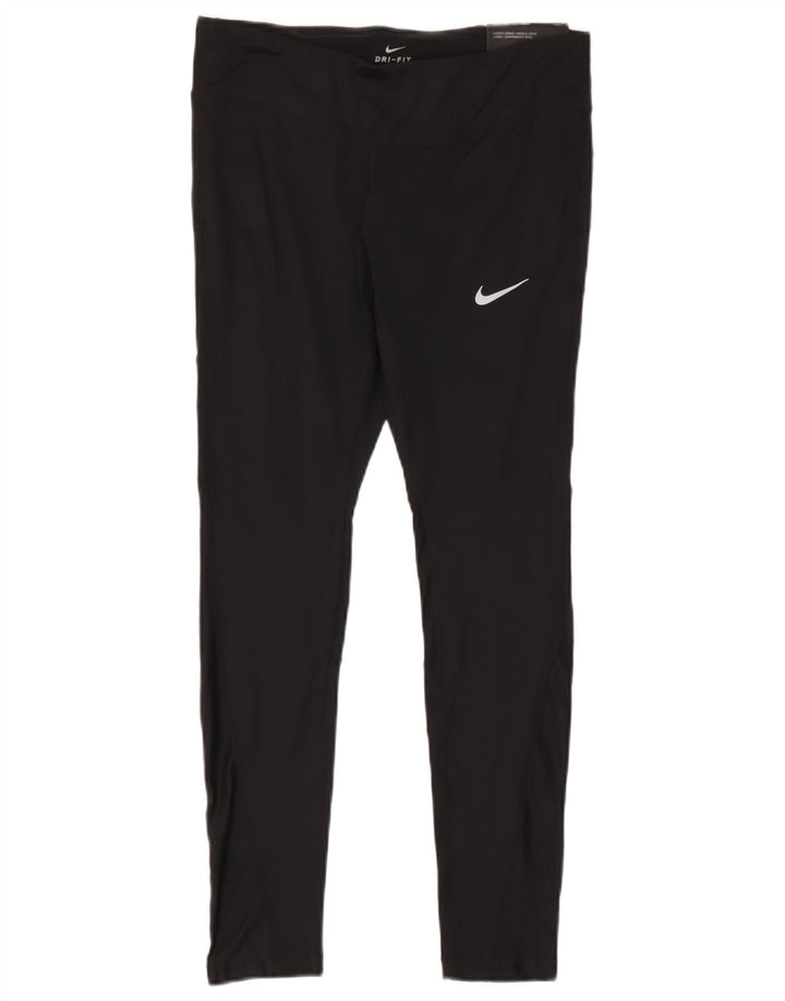 Nike Womens Dri Fit Leggings UK 14 Large  Black Polyester