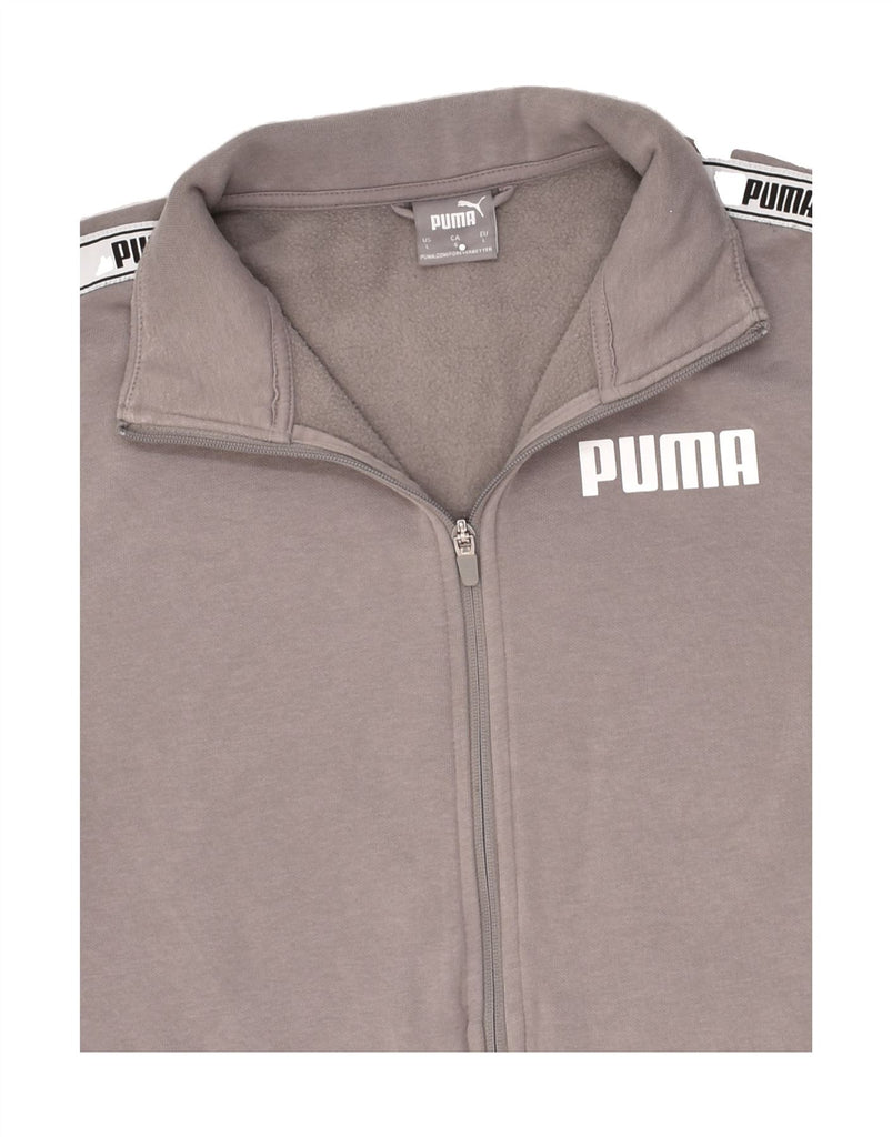 PUMA Mens Graphic Tracksuit Top Jacket Large Grey Cotton | Vintage Puma | Thrift | Second-Hand Puma | Used Clothing | Messina Hembry 