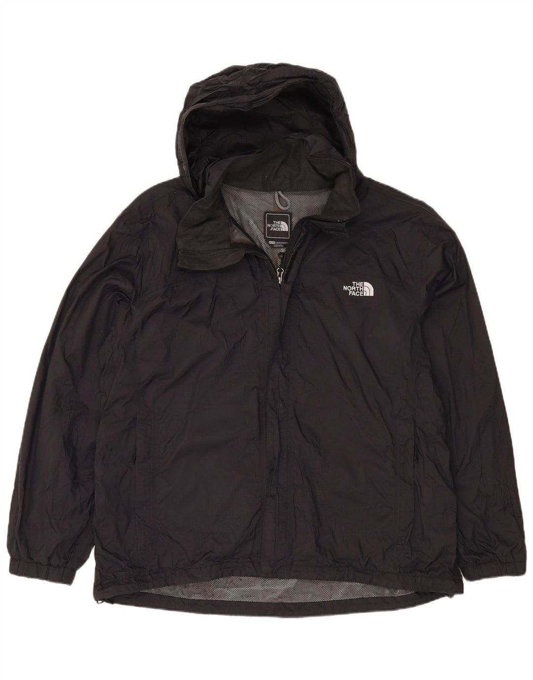 THE NORTH FACE Mens Hooded Rain Jacket UK 42 XL Black Nylon
