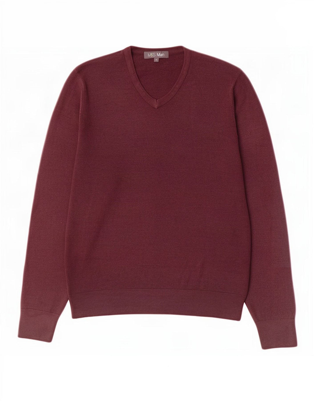 Marks & Spencer Mens V-Neck Jumper Sweater Medium Brown Acrylic