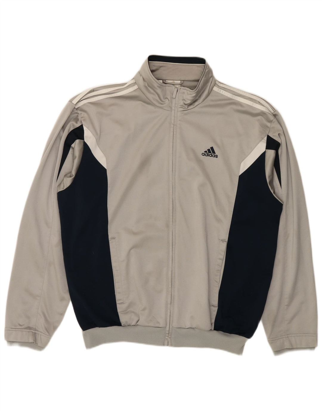 ADIDAS Mens Tracksuit Top Jacket UK 44/46 Large Grey Colourblock Polyester