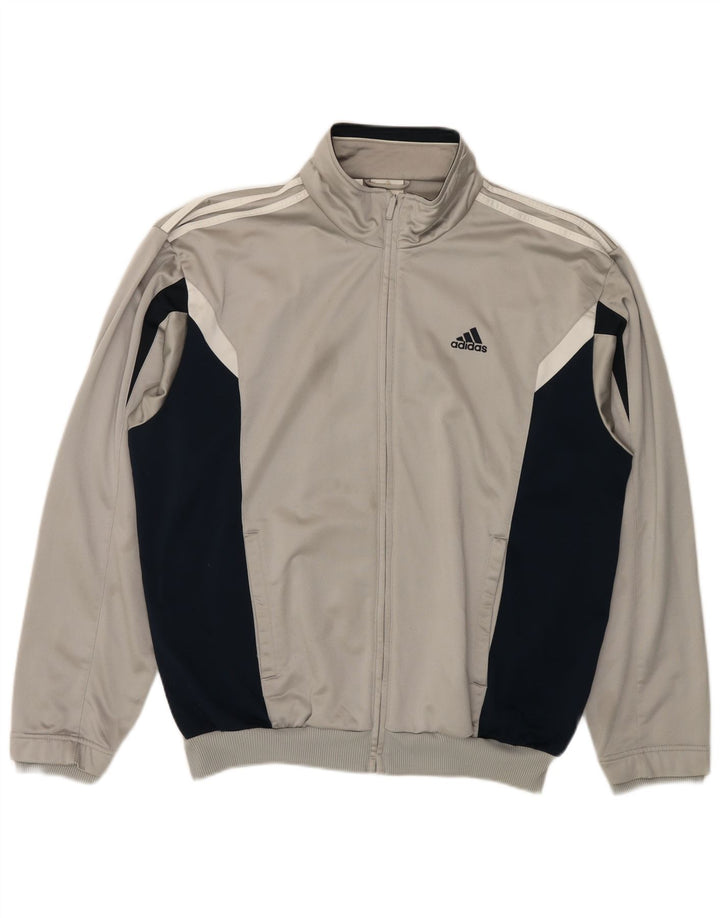 ADIDAS Mens Tracksuit Top Jacket UK 44/46 Large Grey Colourblock Polyester