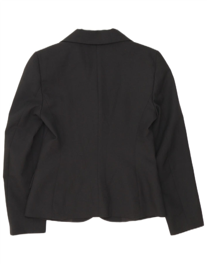 Benetton Womens 3 Button Blazer Jacket IT 42 Medium Black Polyester