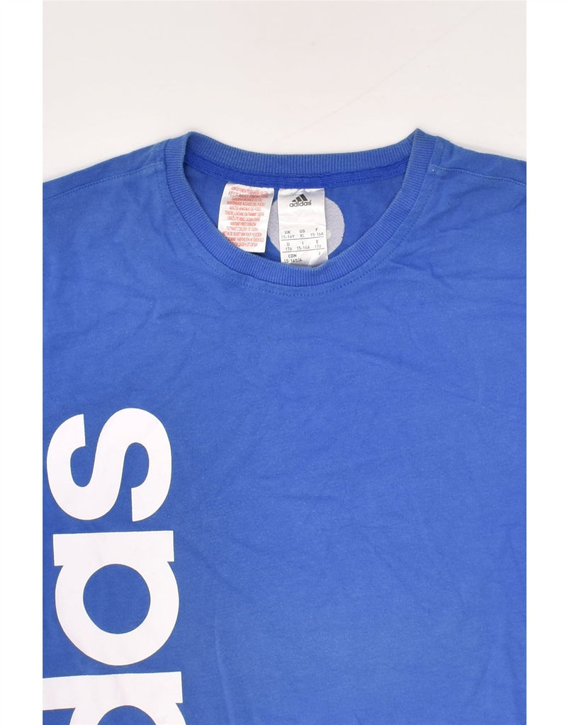 ADIDAS Boys Graphic T-Shirt Top 15-16 Years Blue Cotton | Vintage Adidas | Thrift | Second-Hand Adidas | Used Clothing | Messina Hembry 