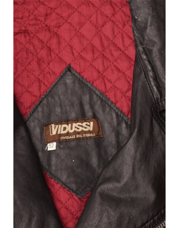Vintage Mens Leather Biker Jacket IT 52 XL Black